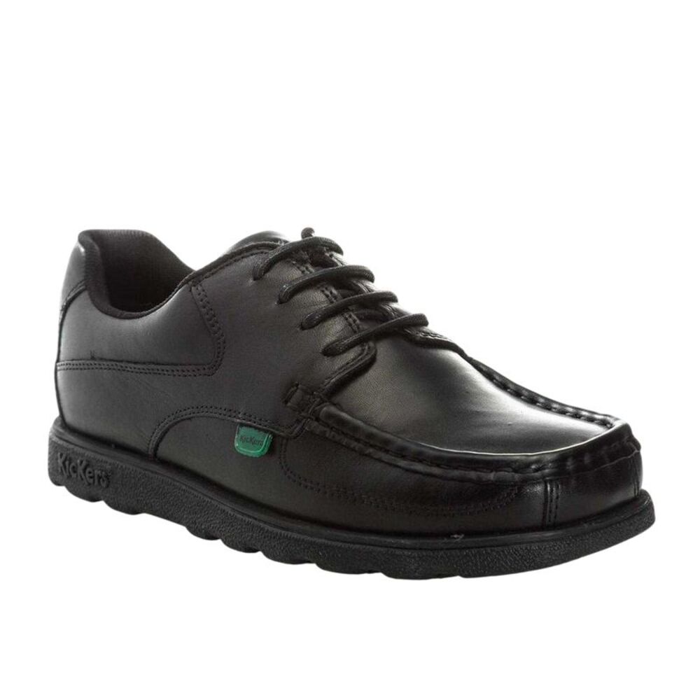 Kickers Boys Fragma Leather Lace Up School Shoes / Black